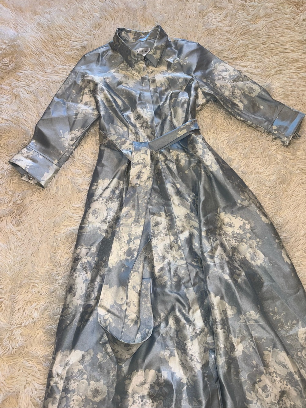 NEW AFTER SIX Floral Satin Twill Blue Seraphina Floral Ballgown Sz XL - Picture 5 of 9